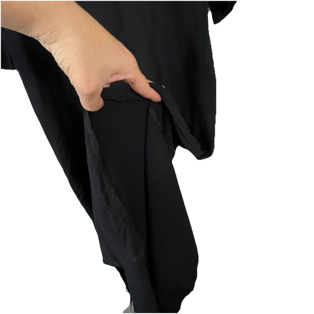 Womens Black Maxi Dress Long Sleeve Modest Abaya Style Button Front Pocket - Picture 9 of 10